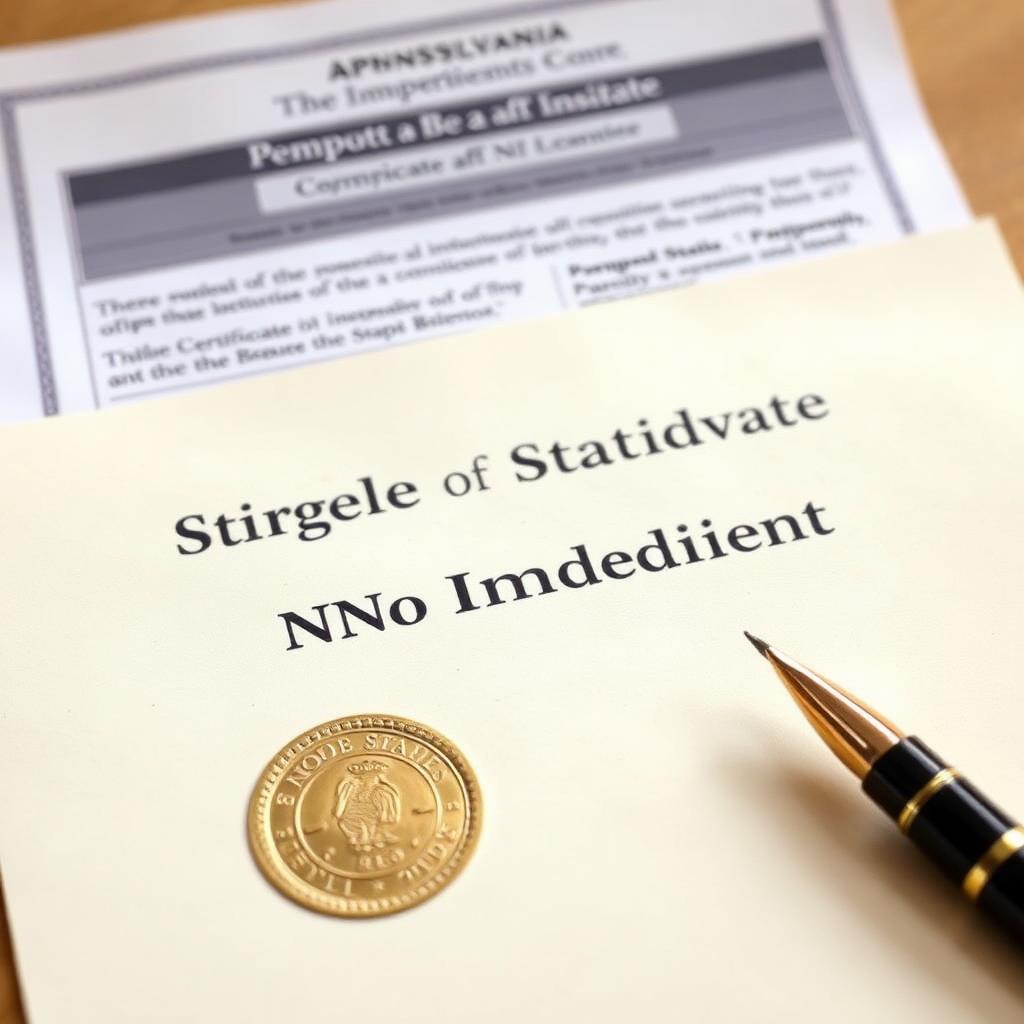 Single Status Affidavit with notary seal and Pennsylvania apostille certificate