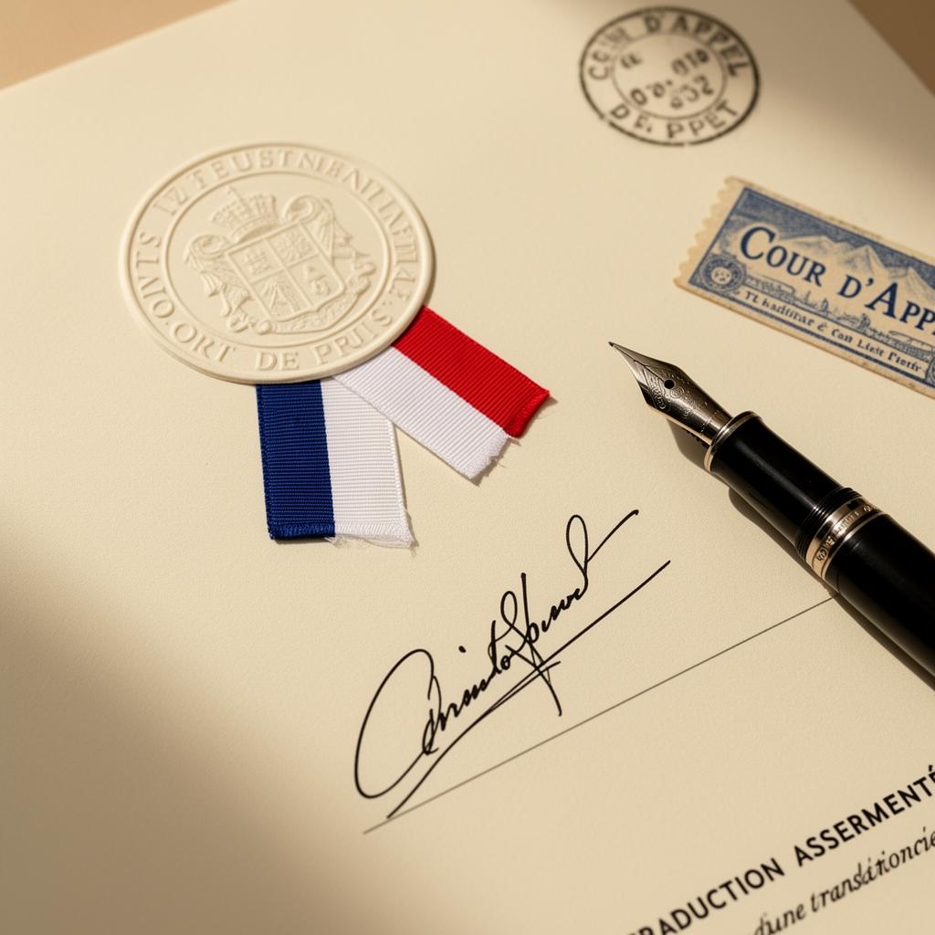 France sworn translation document with official seal