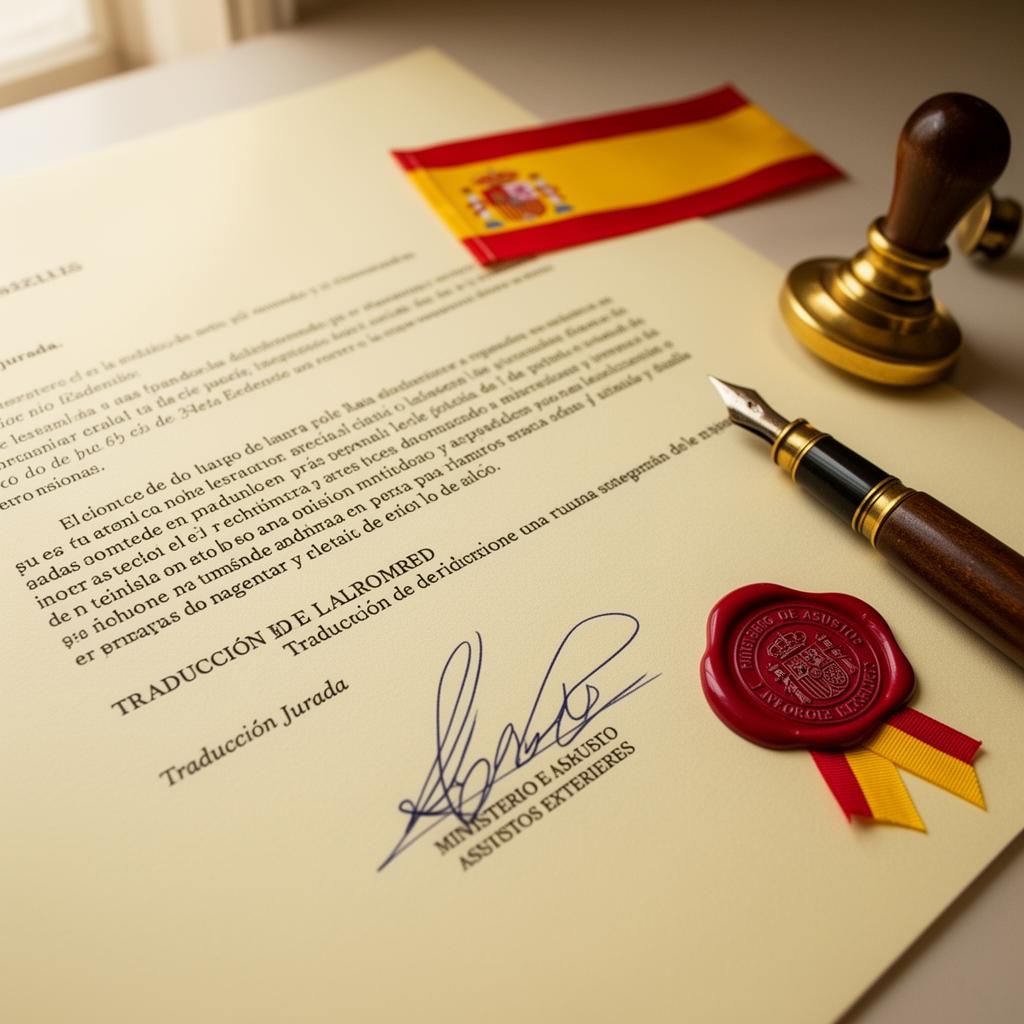 Spain sworn translation document with official seal